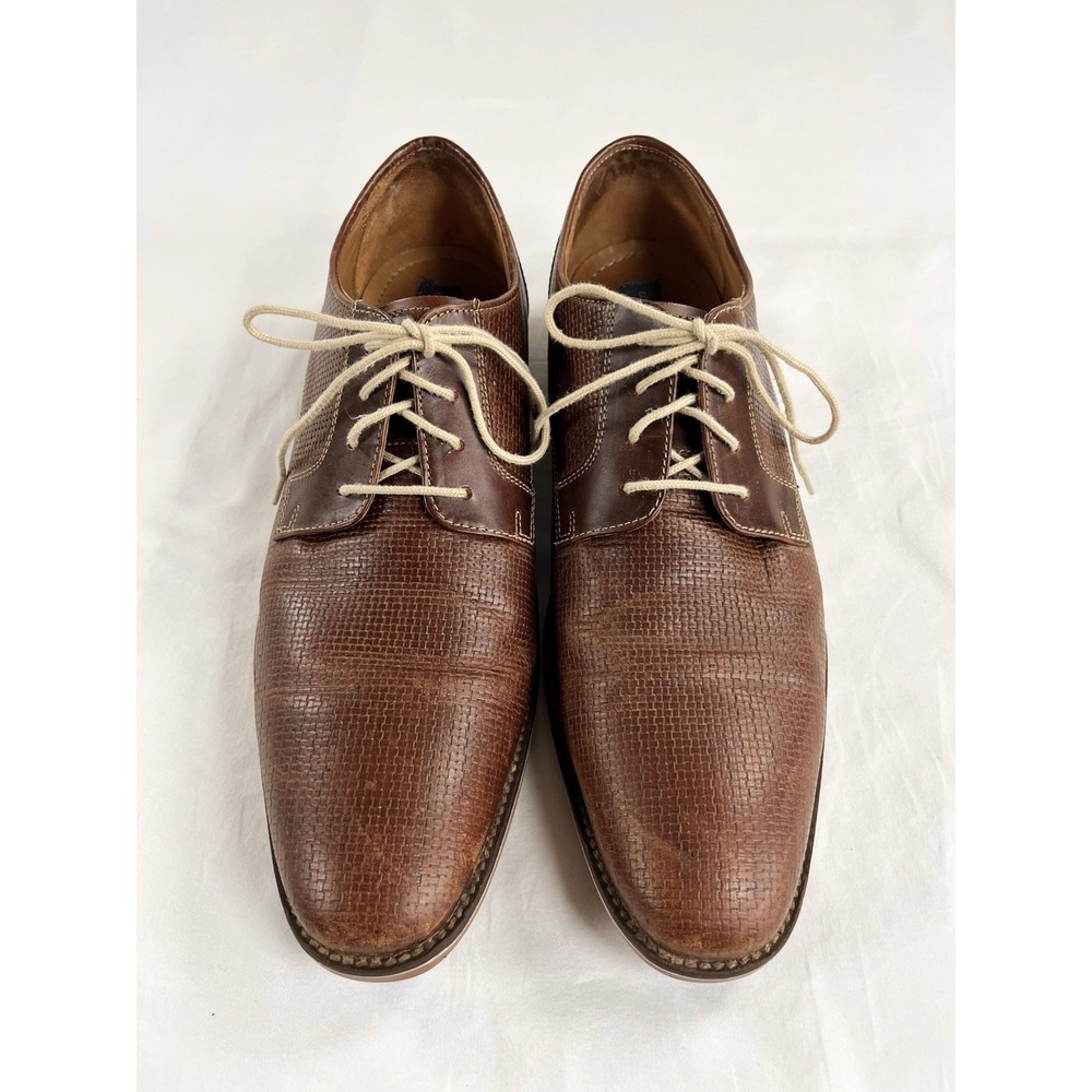Giorgio Brutini Jeffers 25043 Brown Woven Leather Derby Shoes Mens Size 11 M View 2